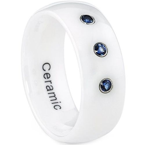 (Wholesale)White Ceramic Three-stone Ring - TG3668