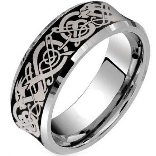 (Wholesale)Tungsten Carbide Beveled Edges Dragon Ring - TG3834