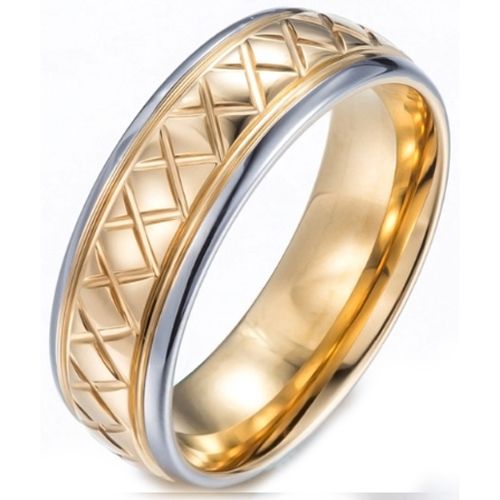 (Wholesale)Tungsten Carbide Step Edges Ring - TG3858