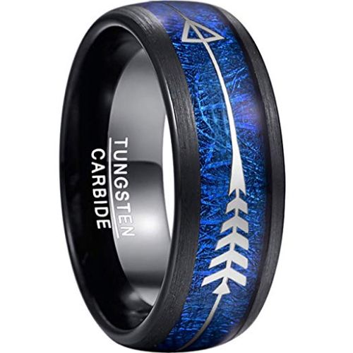 (Wholesale)Black Tungsten Carbide Imitate Meteorite Ring-3978BB