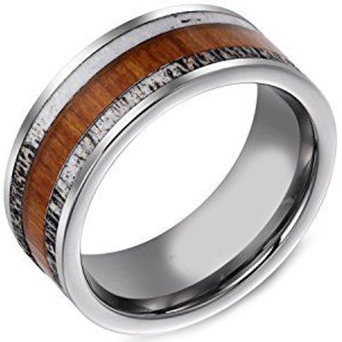 (Wholesale)Tungsten Carbide Deer Antler Imitate Meteorite Ring-TG4051