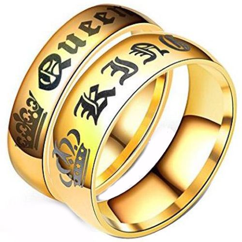(Wholesale)Tungsten Carbide Dome King Queen Ring - TG4054