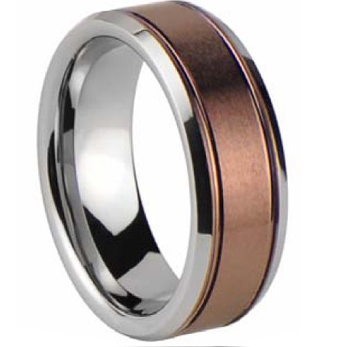 (Wholesale)Tungsten Carbide Double Groove Ring - TG4459
