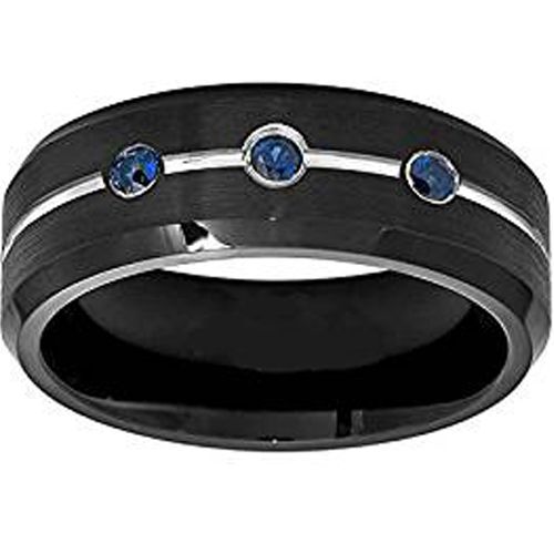 (Wholesale)Tungsten Carbide Ring With Created Sapphire-4520