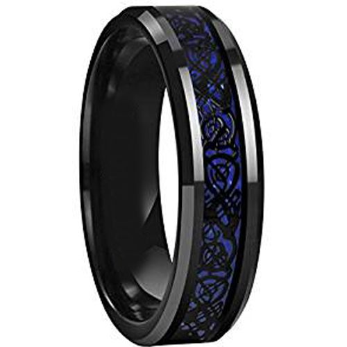 (Wholesale)Black Tungsten Carbide Dragon Ring - TG615AA