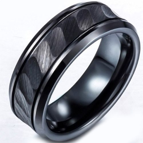 (Wholesale)Black Tungsten Carbide Ring - TG848