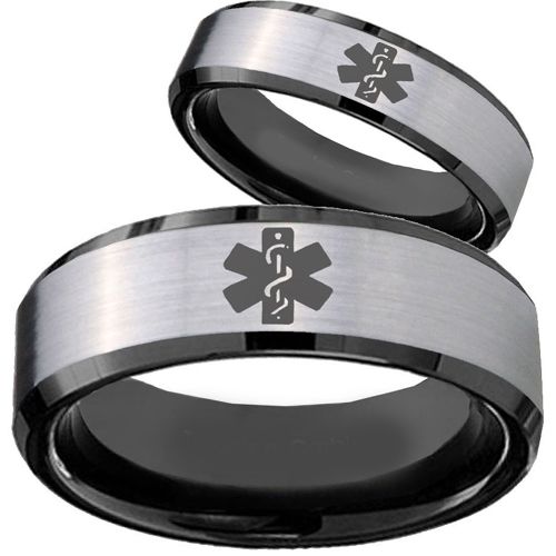 (Wholesale)Tungsten Carbide Medic Alert Ring - TG879