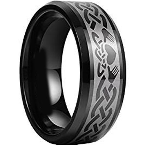 (Wholesale)Black Tungsten Carbide Mo Anam Cara Ring - TG956AA
