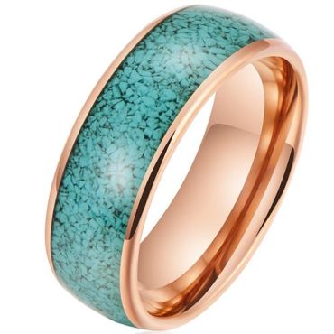 (Wholesale)Rose Tungsten Carbide Ring With Turquoise-00594