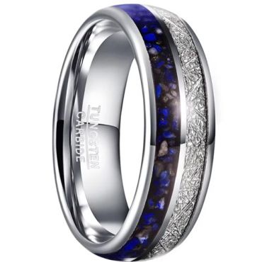 (Wholesale)Tungsten Carbide Ring With Lapis Lazuli & Meteorite-00832
