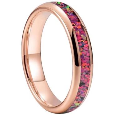 (Wholesale)Rose Tungsten Carbide Crushed Opal Dome Court Ring-00921