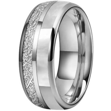 (Wholesale)Tungsten Carbide Ring With Abalone Shell & Meteorite-01052