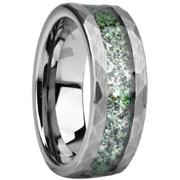 (Wholesale)Tungsten Carbide Faceted Ring With Meteorite-01714