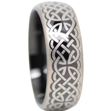 (Wholesale)Black Tungsten Carbide Celtic Dome Ring-1372