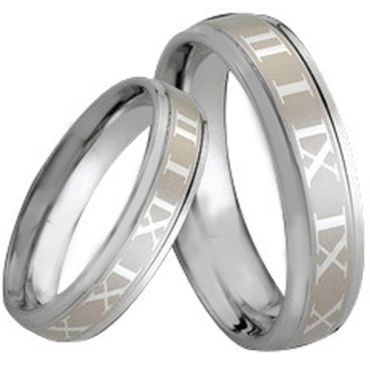 (Wholesale)Tungsten Carbide Ring With Roman Numerals - TG164