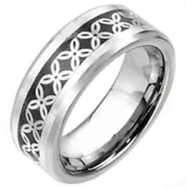(Wholesale)Tungsten Carbide Floral Inlays Ring - TG2586