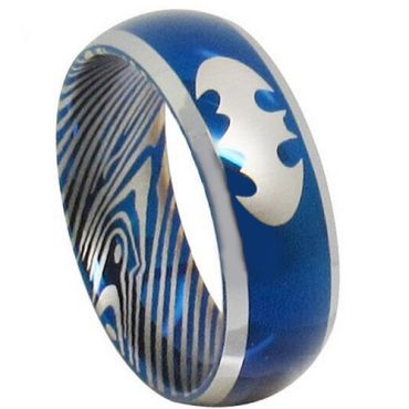 (Wholesale)Tungsten Carbide Batman Damascus Ring - TG3853AA
