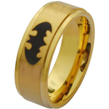 (Wholesale)Tungsten Carbide BatMan Step Edges Ring - TG2860