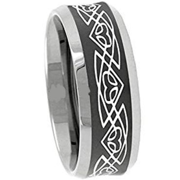 (Wholesale)Tungsten Carbide Celtic Beveled Edges Ring - 3111