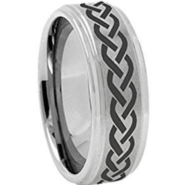 (Wholesale)Tungsten Carbide Celtic Step Edges Ring - 3199