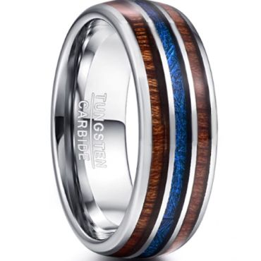 (Wholesale)Tungsten Carbide Wood Imitated Meteorite Ring-3343BB