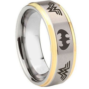 (Wholesale)Tungsten Carbide Batman & Wonder Woman Ring - TG4359