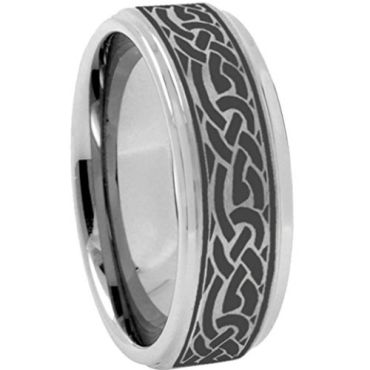 (Wholesale)Tungsten Carbide Celtic Step Edges Ring - TG3639