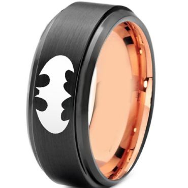 (Wholesale)Tungsten Carbide Black Rose Batman Ring - TG3691