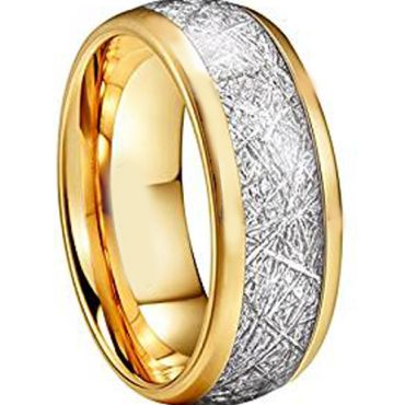 (Wholesale)Gold Tungsten Carbide Imitate Meteorite Ring - TG2593