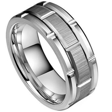 (Wholesale)Tungsten Carbide Brick Pattern Ring - TG3935