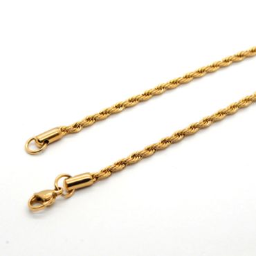 (Wholesale)316 Gold Stainless Steel 3.0mm Chain Necklace - SJ50