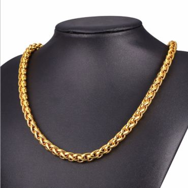 (Wholesale)316 Gold Stainless Steel 3.0mm Chain Necklace - SJ67