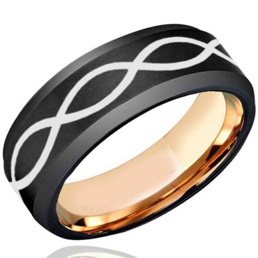 (Wholesale)Tungsten Carbide Black Rose Infinity Ring - TG4012