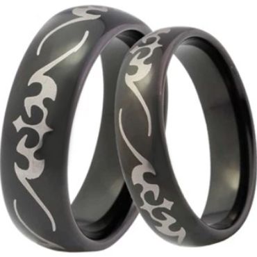 (Wholesale)Black Tungsten Carbide Celtic Dome Ring-4041