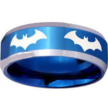 (Wholesale)Tungsten Carbide Batman Beveled Edges Ring - TG3867