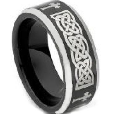 (Wholesale)Tungsten Carbide Celtic Cross Beveled Edges Ring-TG4464