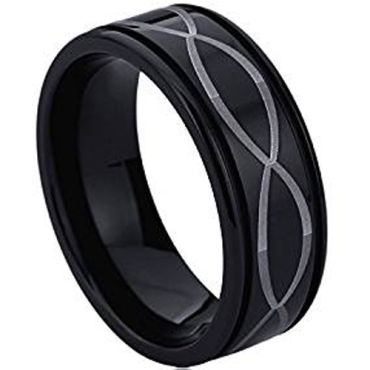 (Wholesale)Black Tungsten Carbide Infinity Ring - TG4534