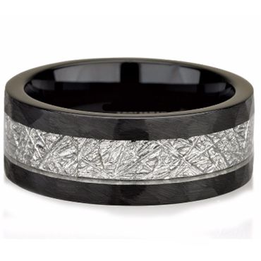 (Wholesale)Black Tungsten Carbide Imitate Meteorite Ring - TG455