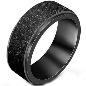 (Wholesale)Black Tungsten Carbide Sandblasted Ring - TG4584