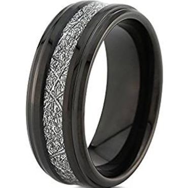 (Wholesale)Black Tungsten Carbide Imitate Meteorite Ring - TG463