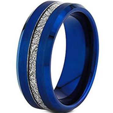 (Wholesale)Blue Tungsten Carbide Imitate Meteorite Ring - TG4