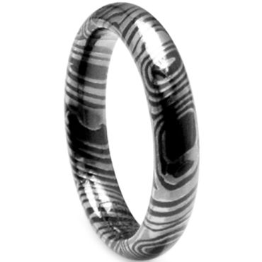 (Wholesale)Black Tungsten Carbide Damascus Ring - TG4661