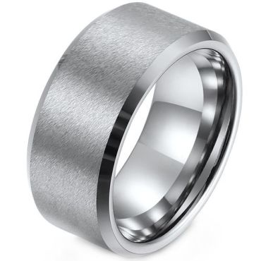 (Wholesale)Tungsten Carbide 12mm Beveled Edges Ring-5430