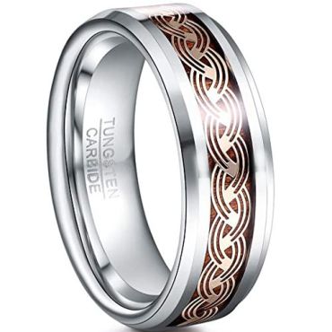 (Wholesale)Tungsten Carbide Celtic Ring With Carbon Fiber-5436