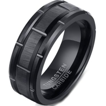 (Wholesale)Black Tungsten Carbide Tire Tread Ring-5511