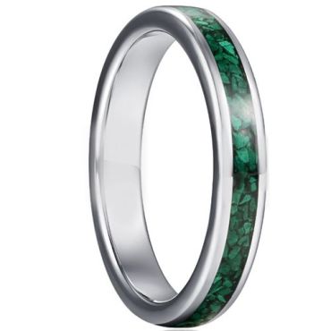 (Wholesale)Black Tungsten Carbide Green Malachite Ring-5928