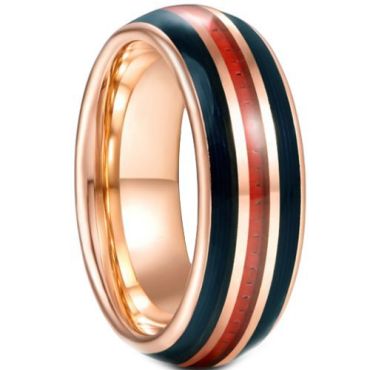 (Wholesale)Rose Tungsten Carbide Ring With Carbon Fiber-5933