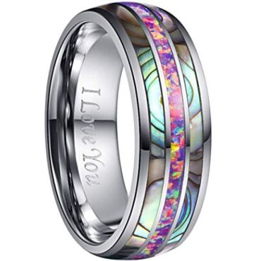 (Wholesale)Tungsten Carbide Shell Imitate Opal Ring-612