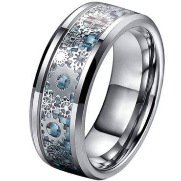 (Wholesale)Tungsten Carbide Gears Ring With Carbon Fiber-7327