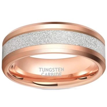 (Wholesale)Rose Tungsten Carbide Ring With Meteorite-7364